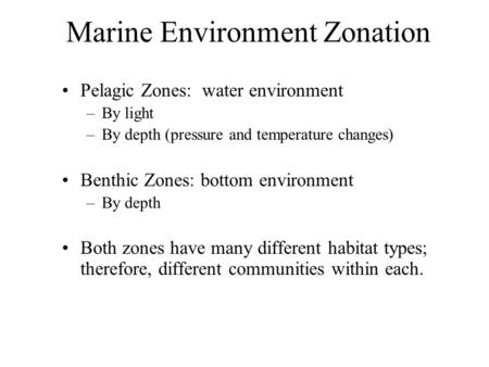 Marine Environment Zonation