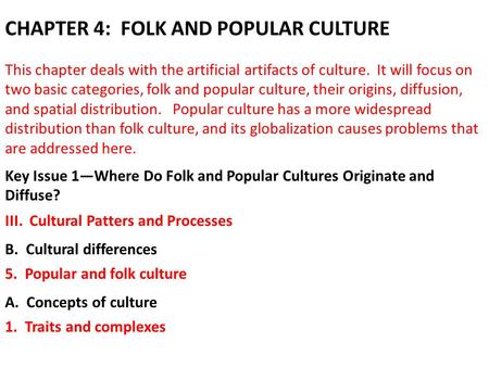 CHAPTER 4: FOLK AND POPULAR CULTURE