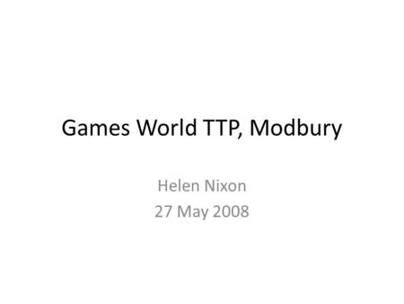 Games World TTP, Modbury Helen Nixon 27 May 2008.