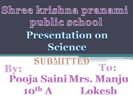 Shree krishna pranami public school Presentation on Science Submitted