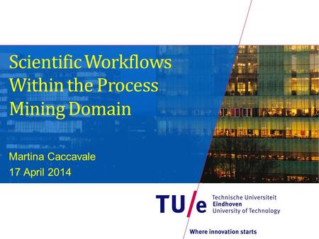 Scientific Workflows Within the Process Mining Domain Martina Caccavale 17 April 2014.