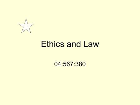 Ethics and Law 04:567:380. What is ethics? ethic:noun Etymology:Middle English ethik, from Middle French ethique, from Latin ethice, from Greek ēthikē,