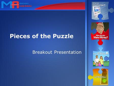 Pieces of the Puzzle Breakout Presentation. There has never been a better time to own a WebCenter than RIGHT NOW!
