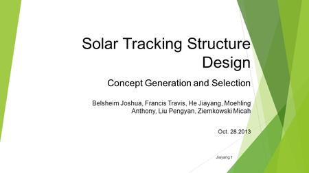 Solar Tracking Structure Design Concept Generation and Selection
