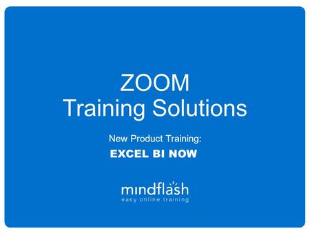 ZOOM Training Solutions New Product Training: EXCEL BI NOW.