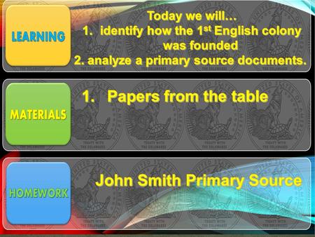 Papers from the table John Smith Primary Source