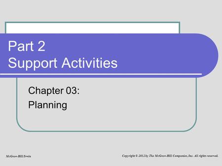 Part 2 Support Activities