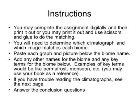 Instructions You may complete the assignment digitally and then print it out or you may print it out and use scissors and glue to do the matching. You.