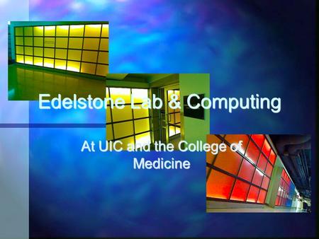 At UIC and the College of Medicine Edelstone Lab & Computing.
