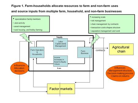Factor markets Agricultural chain contracts specialization family members pluri-activity asset management rural housing and hobby farming increasing scale.