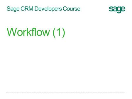 Sage CRM Developers Course