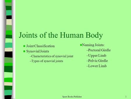 Joints of the Human Body