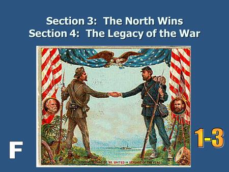 Section 3: The North Wins Section 4: The Legacy of the War.