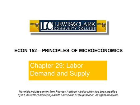 Chapter 29: Labor Demand and Supply