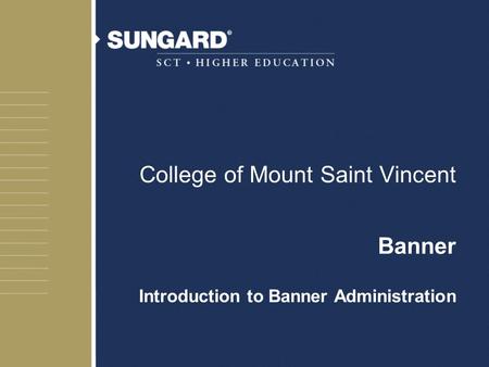 College of Mount Saint Vincent Banner Introduction to Banner Administration.