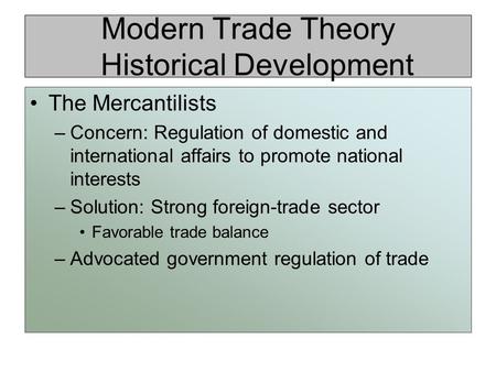Modern Trade Theory Historical Development