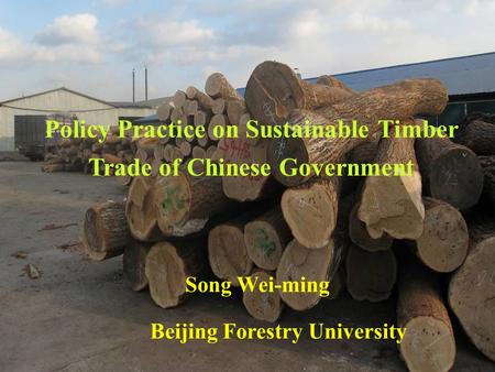 Policy Practice on Sustainable Timber Trade of Chinese Government Song Wei-ming Beijing Forestry University.