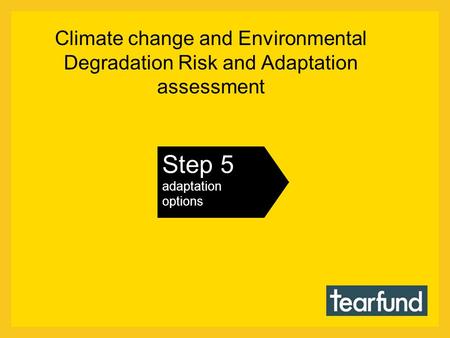 Climate change and Environmental Degradation Risk and Adaptation assessment Step 5 adaptation options.