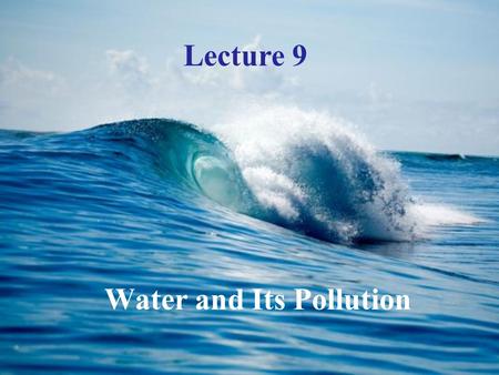 Water and Its Pollution