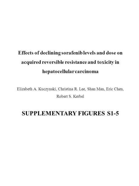 Effects of declining sorafenib levels and dose on acquired reversible resistance and toxicity in hepatocellular carcinoma Elizabeth A. Kuczynski, Christina.