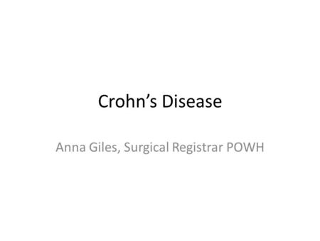 Anna Giles, Surgical Registrar POWH