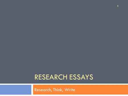 RESEARCH ESSAYS Research, Think, Write 1. Lecture Outline 1. Research Proposal Feedback 2. Thinking, Planning, and Research 3. Thinking, Writing, and.