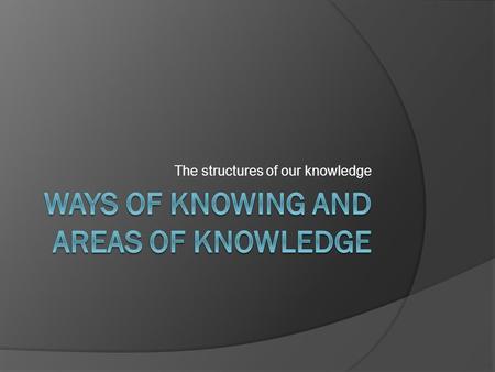 The structures of our knowledge. Classifications  To make sense of the world we use classifications to group similar ideas and objects.  Be aware that.