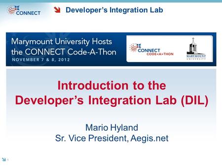 Developer’s Integration Lab Introduction to the Developer’s Integration Lab (DIL) Mario Hyland Sr. Vice President, Aegis.net 1.