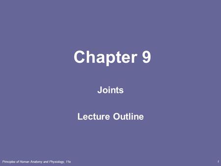 Joints Lecture Outline