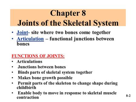 Chapter 8 Joints of the Skeletal System