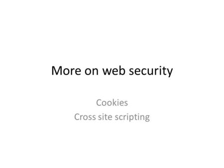 Cookies Cross site scripting