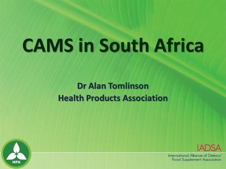Dr Alan Tomlinson Health Products Association