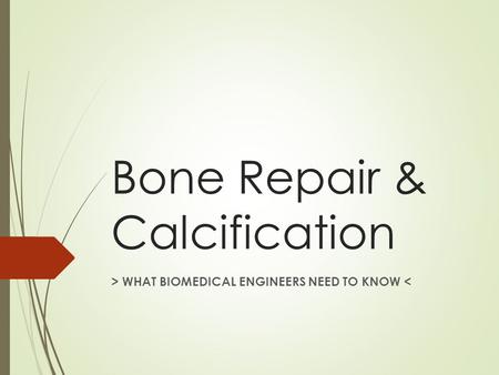 Bone Repair & Calcification > WHAT BIOMEDICAL ENGINEERS NEED TO KNOW 