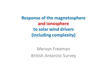 Mervyn Freeman British Antarctic Survey