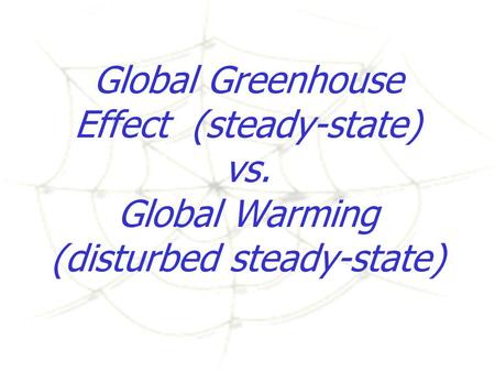 Global Greenhouse Effect (steady-state) vs. Global Warming (disturbed steady-state)