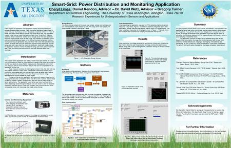 Smart-Grid: Power Distribution and Monitoring Application Cheryl Limas, Daniel Rendon, Advisor – Dr. David Wetz, Advisor – Gregory Turner Department of.