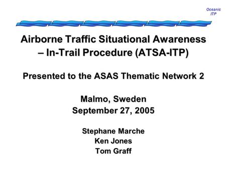 Airborne Traffic Situational Awareness – In-Trail Procedure (ATSA-ITP)
