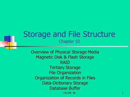 Storage and File Structure Chapter 10