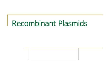 Recombinant Plasmids.