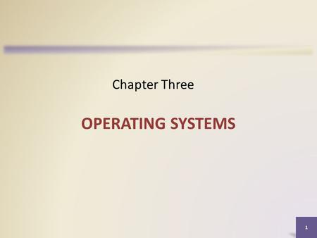 Chapter Three OPERATING SYSTEMS.