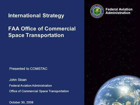 International Strategy FAA Office of Commercial Space Transportation