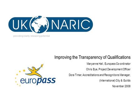 Improving the Transparency of Qualifications