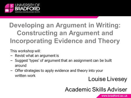Louise Livesey Academic Skills Adviser