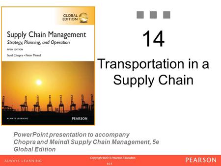 PowerPoint presentation to accompany Chopra and Meindl Supply Chain Management, 5e Global Edition 1-1 Copyright ©2013 Pearson Education. 1-1 Copyright.