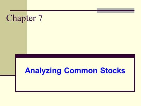 Analyzing Common Stocks
