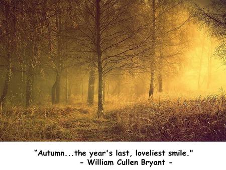 “Autumn...the year's last, loveliest smile. - William Cullen Bryant -