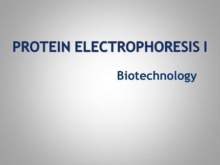 Protein Electrophoresis I