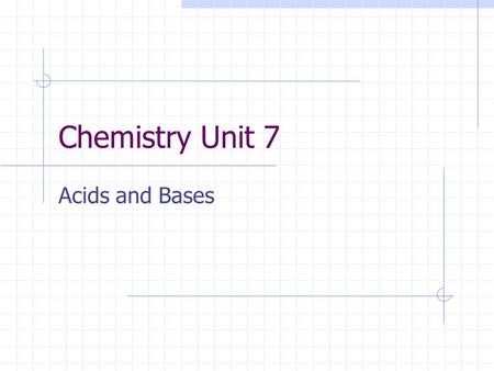 Chemistry Unit 7 Acids and Bases. Acids An acid is a substance that produces positive hydrogen ions when placed in water. (H + ) The strength of an acid.