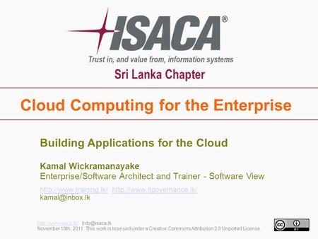 Cloud Computing for the Enterprise  November 18th, 2011. This work is licensed under a Creative Commons.