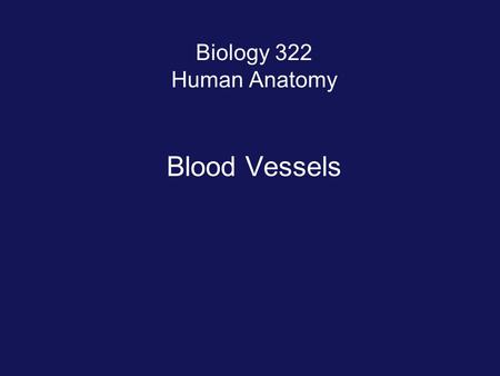 Biology 322 Human Anatomy Blood Vessels.
